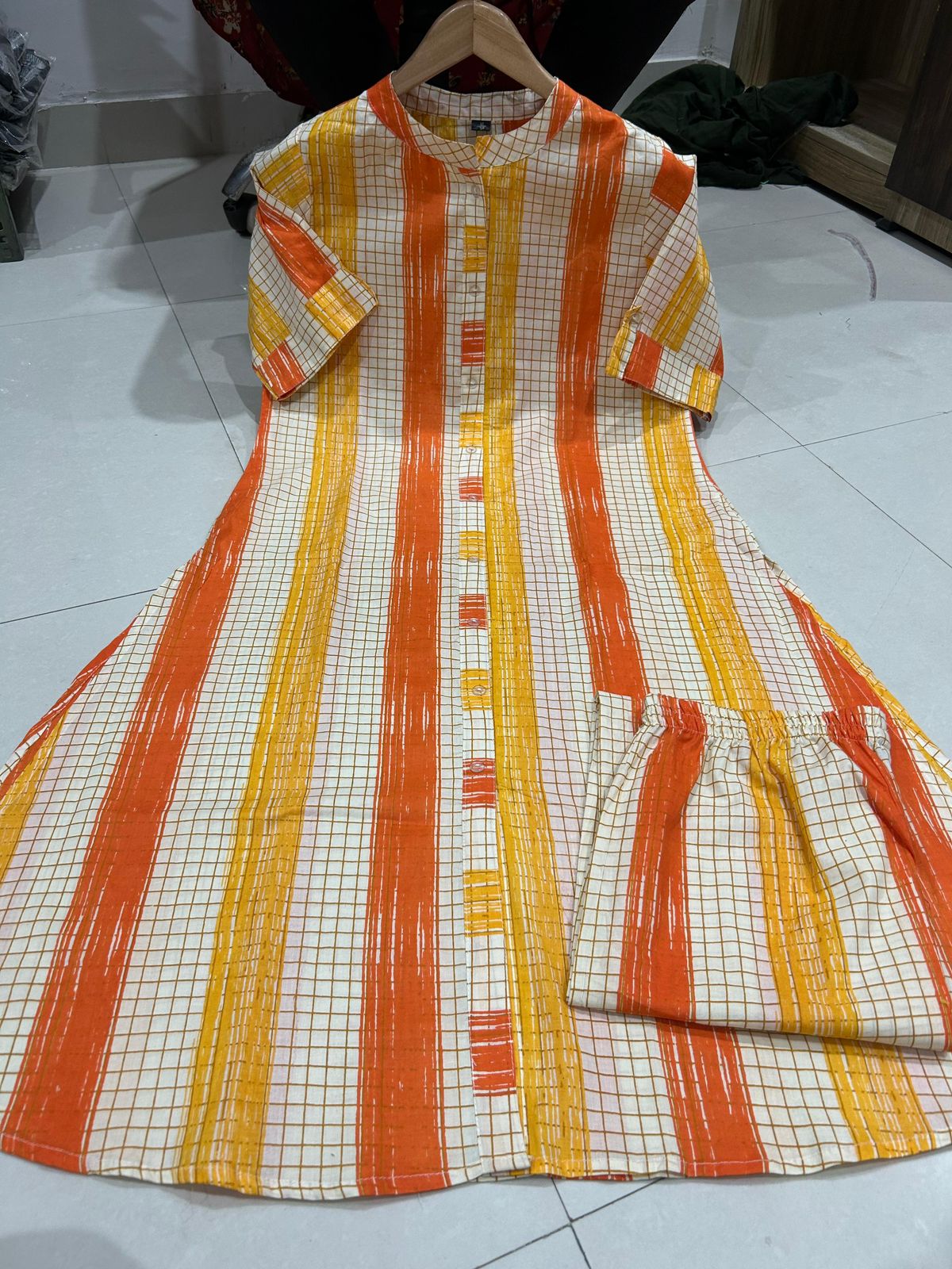 Cotton A-Line Kurti Set