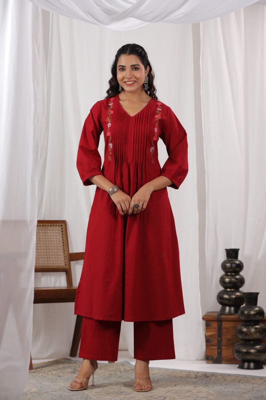 Heavy Embroidery Cotton Kurta with Sequence Work